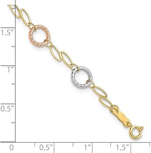 Amazon.co.jp: 14 K 3色ゴールド円7.25インチブレスレット : ファッション